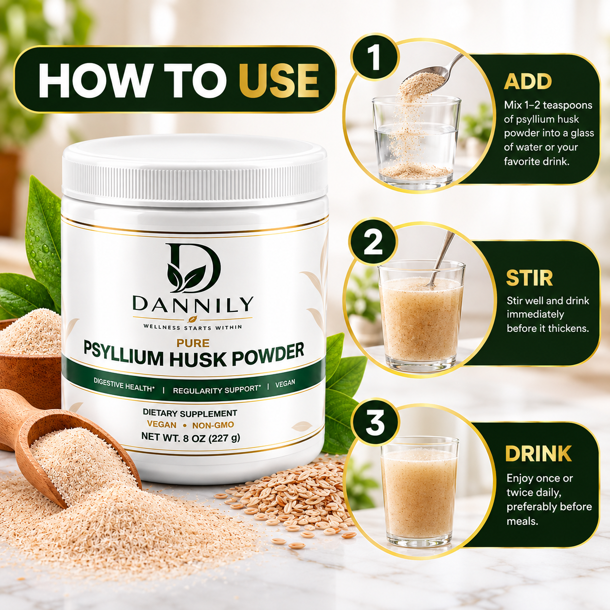 Dannily Pure Psyllium Husk Powder