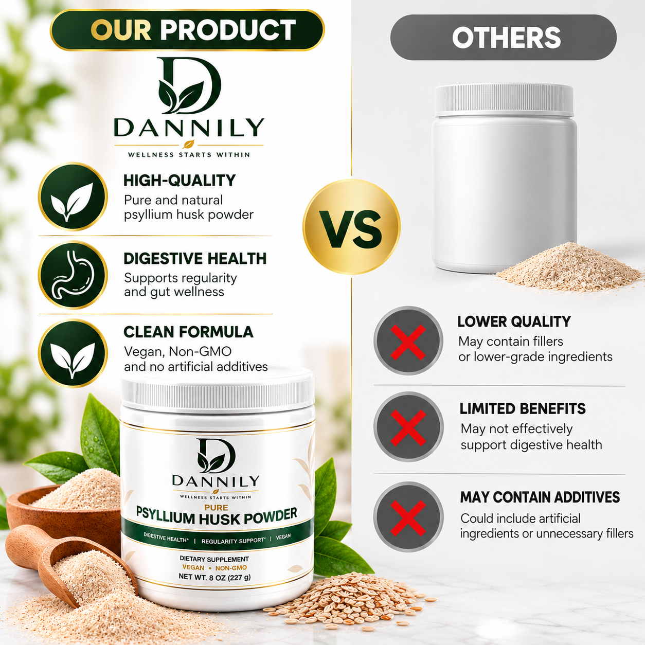 Dannily Pure Psyllium Husk Powder
